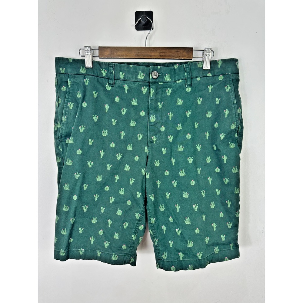 Hawker Rye Shorts Mens 35 Green Cactus Print‎ Stretch Twill Chino Short 11"